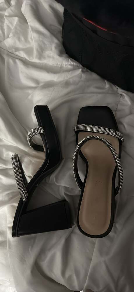 Journee Collection Women's Reena Rhinestone Stilettos Heels Shoes Black Size 8